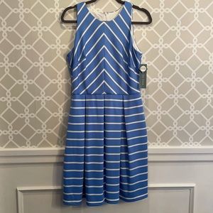 London Times Blue and White striped dress